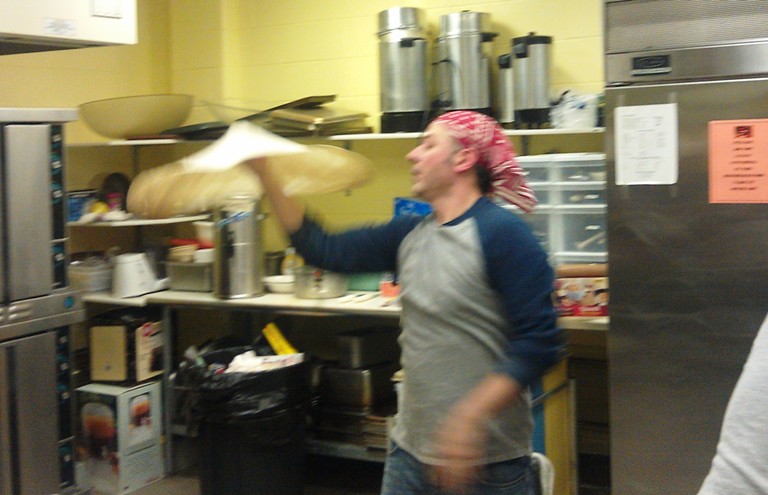 Kurt throwing some Pizza!!